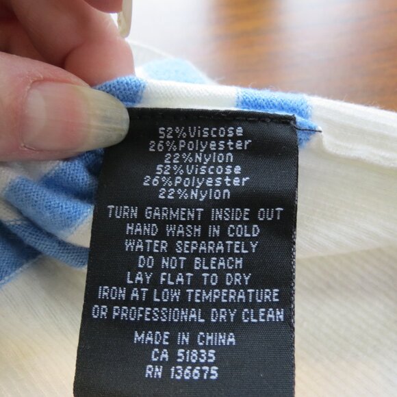 Orly Long Cardigan Sweater Blue/White Stripe Viscose Blend Size Small - Picture 8 of 8